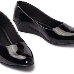 Women's Black Patent Formal Bellies, Block Heel, Casual Office Shoes-picture-44