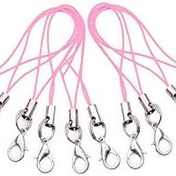 Pink Pack of 10 pcs Phone Strap Charm lobster clasp for cell phone Cover keyring Pendrive Badge Holders Charm DIY Jewellery straps thread Ring with Hook smart round zip carry case pouch-image-32