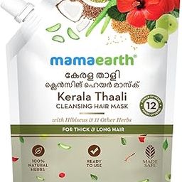 Mamaearth Kerala Thaali Cleansing Pre-Shampoo Hair Mask with Hibiscus, Shikakai, Amla, Flaxseed for Thick & Long Hair 200g | Ready To Use Thali | Gently Cleanses | Adds Shine | 100% Natural Herbs | 12 Potent Herbs-3
