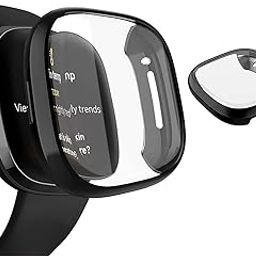 M.G.R.J Soft TPU Front Protection Case Cover for Fitbit Versa 3 / Sense / FB512GLWT Smart Watch (Flexible|Silicone|Black)-image-46