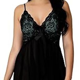Babydoll Lace Nighty with Adjustable Straps Above Knee V Neck S-3XL-image-87