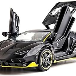 TodFod Die-Cast Model Car, 1:32 Scale, Black with Gold Accentsband Hood Pull Back Super Car with Openable Doors Sound and Light for Birthdays Gift Party Decorations (Lamborghini)-6