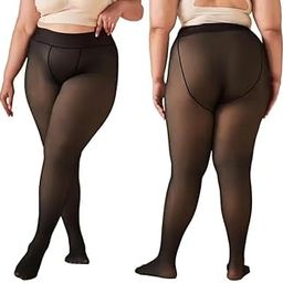 Women Double Shade Comfort Fashion All day Pantyhose for Winter Pack of 1 Pcs (IN, Alpha, L, Plus Size, BLACK)-image-55
