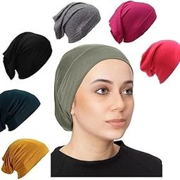 7 Pieces Under Scarf Hijab Cap Head Wraps Headgear Headband Wristband Bandana Facemask Solid Colour Hijab Tube Unisex Stretch Neck Gaiter & Neck Warmer (Olive Multi)-image-42