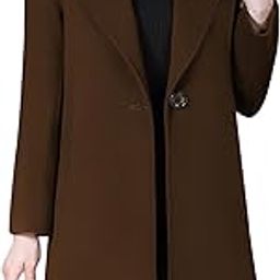 Women's Elegant Wool Blend Trench Coat Winter Outcoat Mid-Long Windproof Lapel Slim Pea Coats-picture-26