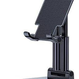 EYNK Dual Pole Desktop Mobile Phone Stand, Mobile Holder Adjustable & Foldable Mobile Stand Stand Holder for Mobile Phone and Tablets (up to 9) Inches (Black)-image-1