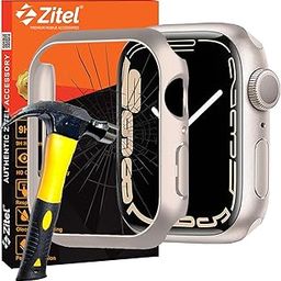 Zitel Hard Case with Built-in Tempered Glass Screen Protector Compatible with Apple Watch Series 9 41mm / Series 8 41mm / Series 7 41mm (Starlight)-12