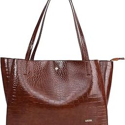 Women's Structured Tote Bag – Large Capacity Work & Travel Purse Croco Pattern Vegan Leather Stylish Tote Bag Classic Everyday Shoulder Bag-9