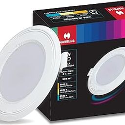 HAVELLS Luna 6W Downlight for Junction Box Round | Colour - Cool Day Light 6500K |3 inch Cutout, 22mm Height | High Voltage Protection Upto 4KV | Pack of 1-23