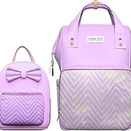 POLKA TOTS MamaMini Luxe Duo Diaper Backpack with Baby Bag- Diaper Bag Combo for Moms- Spacious Storage of 15 Pockets, Insulated Bottle Holder, Water-Resistant Fabric, 0-3 Year (Purple, 65X35X12cm)-10