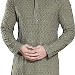 Men's Sequince Embroidered Cotton Blend Only Kurta-image-21
