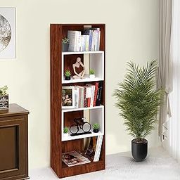 ABOUT SPACE Book Shelf - 5 Tier Rectangle Book Stand for Home Library, Office Engineered Wood Multipurpose DIY Vertical Shelf for Bedroom, Living Room (L 45 x B 31.5 x H 152.5 cm - Oak Red)-image-84
