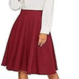 Women's Midi Skirts with Pockets Long Below Knee Length Pull On Closure A-Line Flared Everyday Use All Seasons Trendy-picture-14