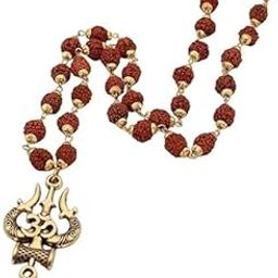 Trishul Rudraksha Mala Damru Big Size Locket रुद्राक्ष माला Gold Plated Rudraksha Mala With Trishul Rudraksh Malaa Trishool Rudrakshaa Damru Pendant Trishol Rudrakshas Ki Malas For Men Women Golden Capping By Certified Gems-image-25