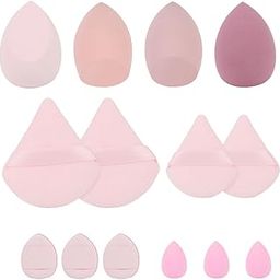 MAYCREATE® 14Pcs Makeup Sponge Set, Face Powder Puff for Women, Assorted Blender Sponges, Triangular Makeup Puff, Thumb-sized Foundation Blending Pads for Loose Powder, Liquid (Pink)-36