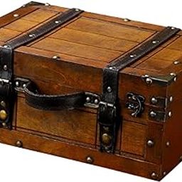 MERISHOPP®Old Fashioned Wood Storage Box Suitcase Elegant Multipurpose with Hinged Lid 34.3x24.2x15.3cm|Travel | Vintage Luggage & Travel Accs| Vintage Luggage & Travel Accs-picture-11