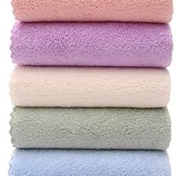 (5-Pack)Jhdstore Face Makeup Remover Cloth Fluffy Microfiber Wash Cloth Chemical-Free Makeup Removal Cleaning Cloth Face Towel Facial Cleaning Wipes Cloth Ultra Soft for Sensitive Skin 25 x 25 cm-13