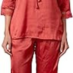 Satin Nightwear Set for Women | Premium 2 Pcs Lace Top & Capri Bottoms | Night Wear Set of Top and Pyjama | Shirt and Pajama | Comfortable & Stylish | Rusty-image-19