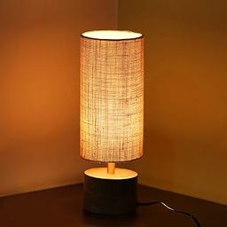 ExclusiveLane 'Volta' Mango Wooden LED Table Lamp for Bedroom & Living Room(14 Inch,Linen & Wood,Without Bulb,Pack of 1)|Bedside Table Lamp Side Table Lamps for Home Decoration Office Study Side Lamp-15