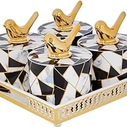 Amazon Brand - Solimo Airtight Dry Fruit Container Set With Serving Tray & Lid | Plastic Dry Food Storage Box I Gifting Set I Multi-Purpose Box I Serving Set 500 ML, Set of 4, White & Black-image-90