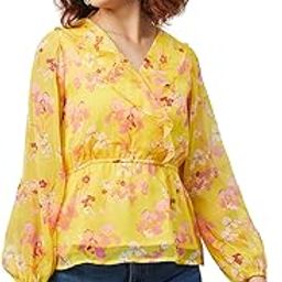 Women's Floral Regular Blouse (EP7031_Yellow Small)-picture-36