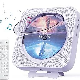 Portable CD Player With Bluetooth, Remote Control, Timer, Dual Speakers, LED Display, FM Radio - Home Audio Boombox (Purple)-29