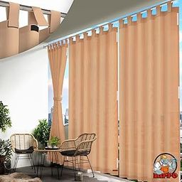 HIPPO 230 GSM Outdoor Sun Blocking Balcony Tab-Top Curtains Sun & UV Protection, Light Filtering 3FTX7.5FT Door Curtain (Persian-Beige)-image-39