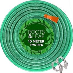 ROOTS & LEAF 10 Meter 0.5 Inch PVC Water Pipe - Green (1 Pc)| Lightweight, Durable & Flexible| Hose with Accessories Connector & Clamps| Watering Garden, Cleaning, Outdoor-Indoor Use-image-23