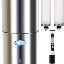 Konvio Neer Stainless Steel Water Purifier with Gravity Based Filtration Technology with 18L Combined storage and Includes 2 Ceramic Candles, Plastic Tap and a Total Dissolved Solid Meter.-18