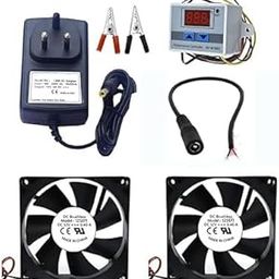 SP Electron Combo Pack of XH-W3001 220V AC 1500W Digital Temperature Controller + 2 Pcs 12V DC 3-inch Cooling Fan + 12V AC-DC Power Adapter + Double Ended Crocodile Clips + Female DC Jack - Multicolor-5