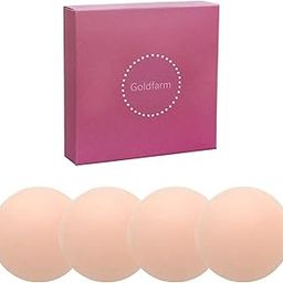 Nippleless Covers, Pasties, Silicone Reusable Breast Pasties Adhesive Bra 2 Pairs Beige-image-55