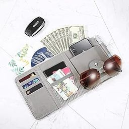 Sweezee Car Sun Visor Organizer – PU Leather Multi-Pocket Zipper & Net Pouch Holder for Sunglasses, Pens, Cards, and Documents – Universal Fit Car Interior Accessory-image-15