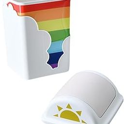 CHILDWEET 1pc 's Room Trash Can Garbage Debris Can Rainbow Office Waste Basket Mini Food Containers Basket Decor Desktop Dumpster Garbage Can Garbage Holder Large-Capacity Ash-bin-21