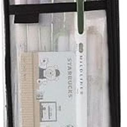 Pencil Grid Pouch with Zipper Clear Stationery Bag | Study Pencil Pouch Mesh Transparent Case Clear School Students Office Men Women (Pack of 1) (Black)-image-17