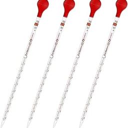 ECNEICS 4PCS Glass Graduated Dropper 10ml pipettes Pipette Transfer with Rubber Bulb, Transfer for Liquid Essential Oil and Lab (Red)-27