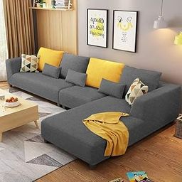 Casaliving Minta RHS 6 Seater L Shape Sofa Set for Living Room (Dark Grey) Premium Fabric Sofa-image-78