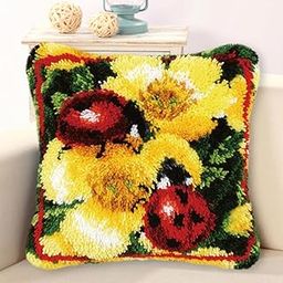 FABLOFT® 1 Set Pillows Latch Hook Kits Material Package for Kids Adults Lady Beetles-picture-16