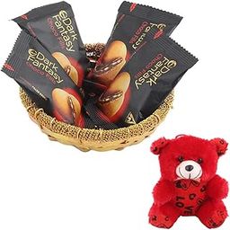 SFU E Com Creamy Dark Fantasy Cookies With Handmade Katori | Valentine Teddy Bear With Chocolate Combo | Valentine Chocolate Hamper | 1112-14