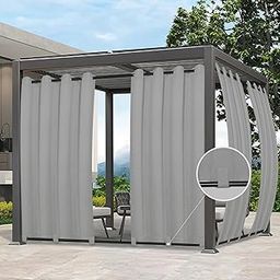 Easy-Going Outdoor Curtains Waterproof Windproof Weatherproof Curtain for Patio, Cabana, Porch, Pergola and Gazebo, Grommet Top and Tab Bottom Drape, 1panel, 54x96 inch, Light Grey-image-15