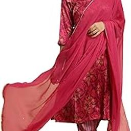 Women's Dark Pink Solid Chiffon Dupatta_23AUW82040-220254_Free Size-image-26