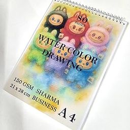SHARMA BUSINESS Cute Character Drawing Book (Labubu Style) | A4 Size 21 x 28 cm | 150 GSM | 80 Pages | Watercolor Pad-image-92