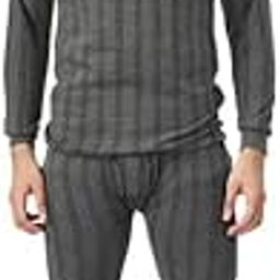 IndiWeaves Men Thermal Set for Winter Top and Pyjama Set Warm for Winters (Set 1 Grey-image-100