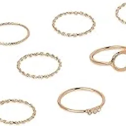 ami Gold Tone Pack of 11 Stunning Stackable Finger Rings For Women-ZPFK19527-picture-1