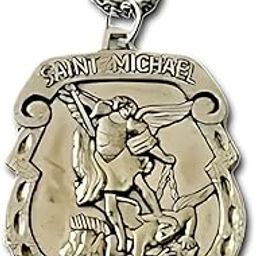 St Michael The Arch Angel Catholic Medal Pendant 1.5 Inch Stainless Steel Chain Set Of 1 For Unisex Adult-image-23