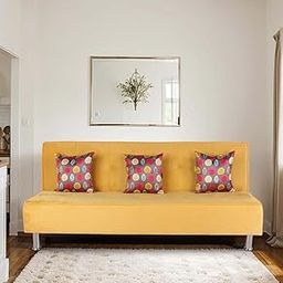 FRIENDS LIFE Cyrus Sofa Cum Bed Made of Luxurious High Density Foam & Polyester Fabric (3-Person Sofa) (Yellow)-image-67