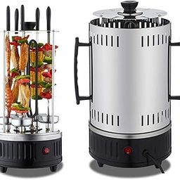 KEIKEN Electric Power Vertical Bbq Grill Stainless Steel Broiler Bbq Tong Grill Oven Home Smokeless Electric Grill Kebab Machine, Free Standing-16