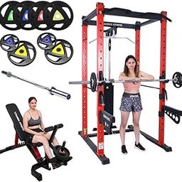 Gamma Fitness Power Squat Rack PR-42 Combo with Olympic 7 Feet Barbell, Adjustable Bench MB-400 & Rubber Coated Weight Plates (100 Kg)-19