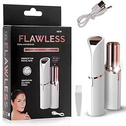 Painless Hair Remover Shaver For Women| Waterproof Eyebrow Face Razor Trimmer For Lips|Body|Arms Electronic Facial Hair Remover Shaver(White And Gold) (White)-image-58