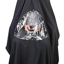 Salon Home Barbers Hairdressing Cape Gown with Viewing Window for Hair Cutting 62.9*57"(Black)-image-30