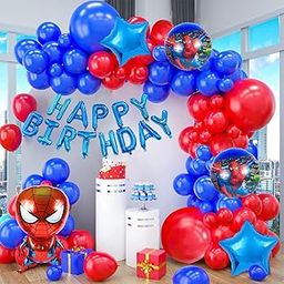 Party Propz Rubber Birthday Decoration Items For Boy - 36 Pcs, Kids Birthday Decoration Items|Spider Theme Birthday Decoration Kit For Boys|Balloons For Birthday|Red And Blue Balloons For Kids-image-54